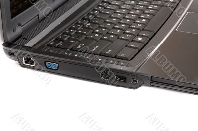 Black laptop computer. Black laptop computer.