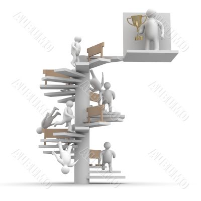 champion with a cup. Isolated 3D image.