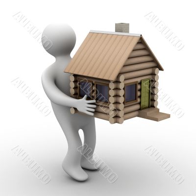 house in a gift. 3D image. isolated illustrations