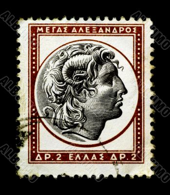 Alexander The Great on Greek Stamp