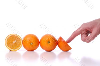 Use and pushes perfectly fresh oranges