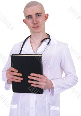 Doctor with a stetoscope and book