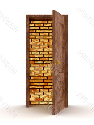 Open door on a white background. 3D image. Open door on a white background. 3D image.