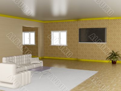 Interior of a living room. 3D image. Interior of a living room. 3D image.
