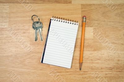 Pad of Paper, Pencil and Keys