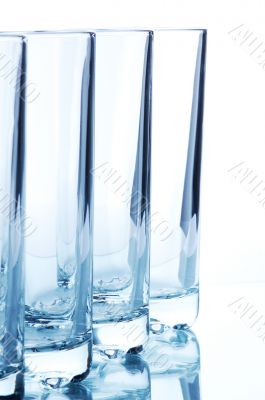 Close up. Bar glasses. Isolated on white