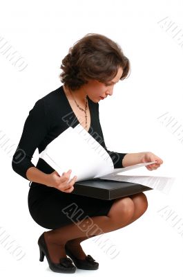 Young business woman Assorts contracts