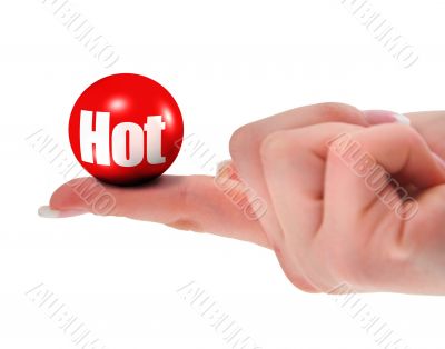 hand holding red hot 3D ball
