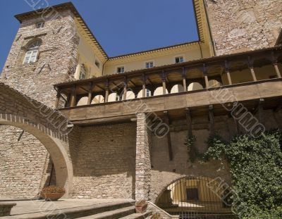 Spello - Courtyard of an ancient palace with gallery