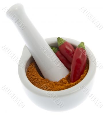 Chili pepper with chili pepper powder