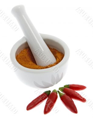 Chili pepper with chili pepper powder