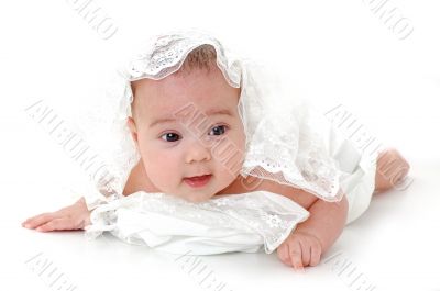 Little baby isolated on white background