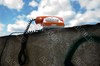 Old phone on the wall Old phone on the wall