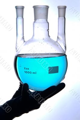 Chemostry blue liquid on glass