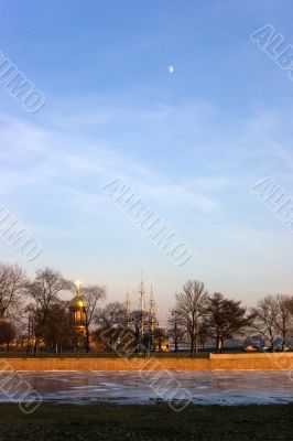 Golden cross and masts