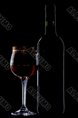 wine glass with bottle
