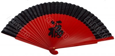 red fan Asian with characters