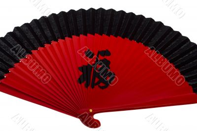 red fan Asian with characters