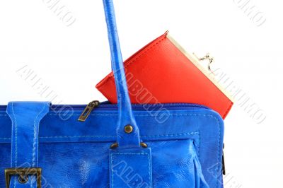 Red wallet in a handbag