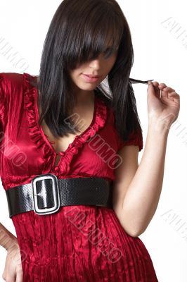 Portrait of beautiful brunette woman