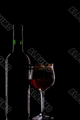 wine glass with bottle