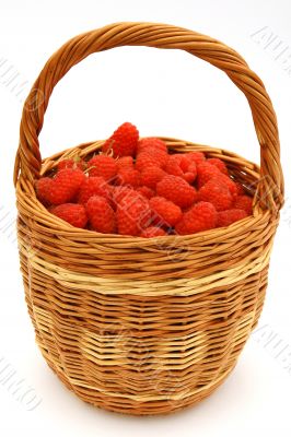 Raspberry in wicker basket
