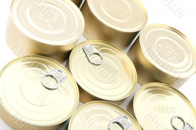 Tin with canned food closeup