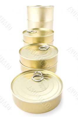 metal tin on white close up