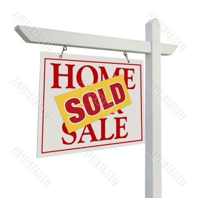 Sold Home For Sale Real Estate Sign on White
