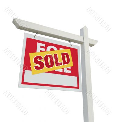 Sold Home For Sale Real Estate Sign on White