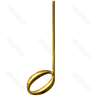 3D Golden Half Note
