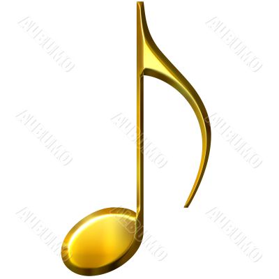 3D Golden Eighth Note