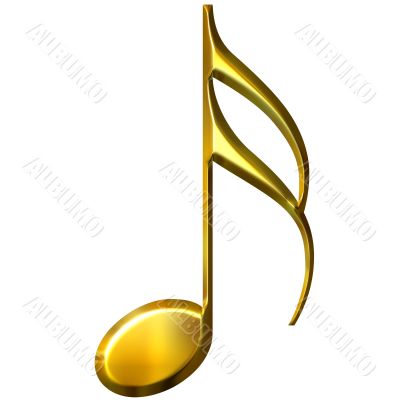 3D Golden Sixteenth Note