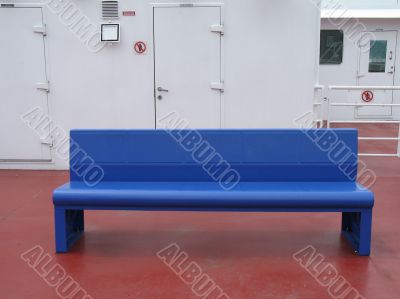 blue bench on a boat blue bench on a boat