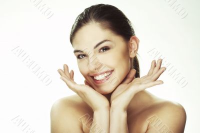 Portrait of beautiful happy young woman