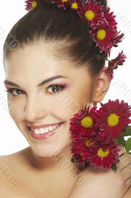 lovely girl with red flower