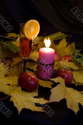 fall,drink,candle,still-l ife,orange