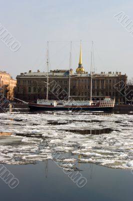The vessel on tne river Neva
