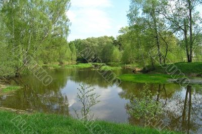 Tranquillity on the small river in Russia countryside