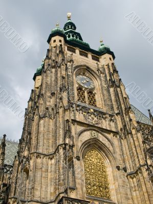 High belltower of city cathedral in Prague High belltower of city cathedral in Prague