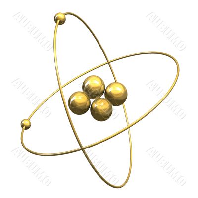 3d Helium Atom in gold