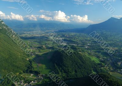 Aerial view of the south valley of Chambery