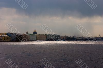 City between two elements