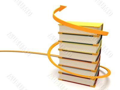 three dimensional books wrapped with arrow