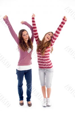 cute girls enjoying happiest movement