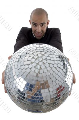 young accountant showing his disco ball