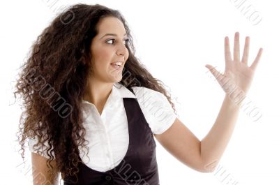 hispanic female posing with curly hairs