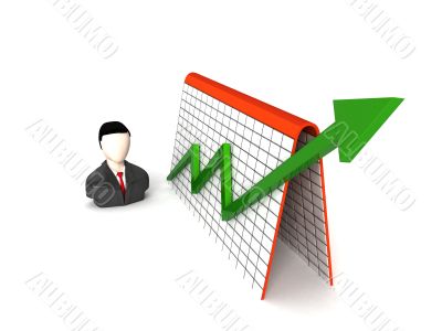 three dimensional businessman and profit graph