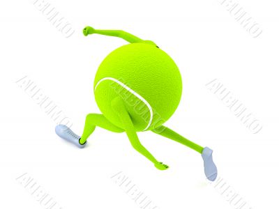 three dimensional tennis ball with hands and legs