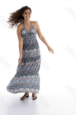 standing young female looking at camera standing young female looking at camera